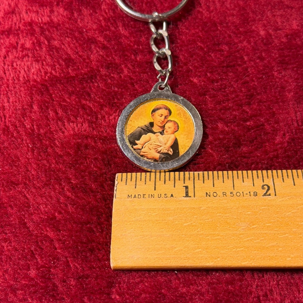 Saint Anthony Blessed Relic Keychain Silver‎ Tone Religious Medal Patron Saint - Picture 4 of 5